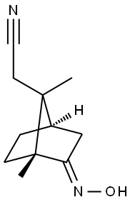 [(2E)-2-(HYDROXYIMINO)-1,7-DIMETHYLBICYCLO[2.2.1]HEPT-7-YL]ACETONITRILE Struktur