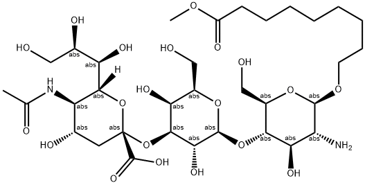 8-METHOXYCARBONYLOCTYL 5-ACETAMIDO-3,5-DI-DEOXY-D-GLYCERO-ALPHA-D-GALACTO-2-NONULOPYRANOSYL(2-3)-BETA-D-GALACTOPYRANOSYL(1-4)-2-AMINO-2-DEOXY-BETA-D-GLUCOPYRANOSIDE Struktur