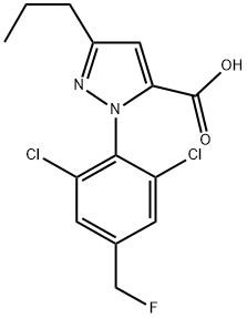 1-[2,6-DICHLORO-4-(FLUOROMETHYL)PHENYL]-3-PROPYL-1H-PYRAZOLE-5-CARBOXYLIC ACID Struktur