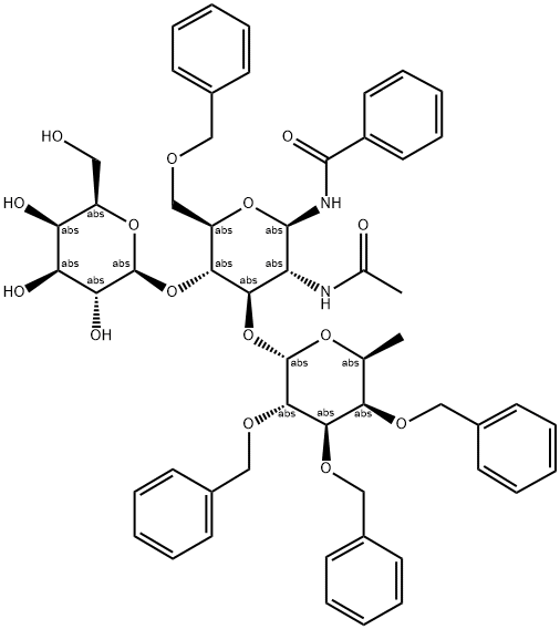 BENZAMIDO BETA-D-GALACTOPYRANOSYL(1-4)-[2,3,4-TRI-O-BENZYL-ALPHA-L-FUCOPYRANOSYL(1-3)]-2-ACETAMIDO-6-O-BENZYL-1,2-DI-DEOXY-BETA-D-GLUCOPYRANOSIDE Struktur