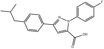 1-(4-FLUOROPHENYL)-3-(4-ISOBUTYLPHENYL)-1H-PYRAZOLE-5-CARBOXYLIC ACID Struktur