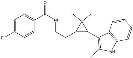 4-CHLORO-N-{2-[2,2-DIMETHYL-3-(2-METHYL-1H-INDOL-3-YL)CYCLOPROPYL]ETHYL}BENZAMIDE Struktur