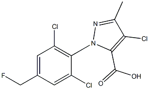 4-CHLORO-1-[2,6-DICHLORO-4-(FLUOROMETHYL)PHENYL]-3-METHYL-1H-PYRAZOLE-5-CARBOXYLIC ACID Struktur