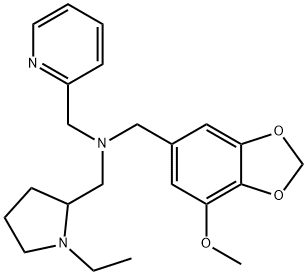 (1-ETHYL-PYRROLIDIN-2-YLMETHYL)-(7-METHOXY-BENZO-[1,3]DIOXOL-5-YLMETHYL)-PYRIDIN-2-YLMETHYL-AMINE Struktur