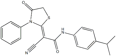 (2Z)-2-CYANO-N-(4-ISOPROPYLPHENYL)-2-(4-OXO-3-PHENYL-1,3-THIAZOLIDIN-2-YLIDENE)ACETAMIDE Struktur