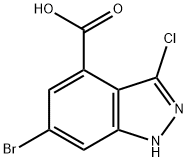 6-BROMO-3-CHLORO-4-(1H)INDAZOLE CARBOXYLIC ACID Struktur