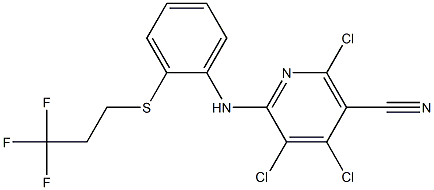 2,4,5-TRICHLORO-6-({2-[(3,3,3-TRIFLUOROPROPYL)THIO]PHENYL}AMINO)NICOTINONITRILE Struktur