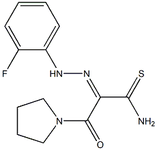 (2E)-2-[(2-FLUOROPHENYL)HYDRAZONO]-3-OXO-3-PYRROLIDIN-1-YLPROPANETHIOAMIDE Struktur