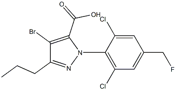 4-BROMO-1-[2,6-DICHLORO-4-(FLUOROMETHYL)PHENYL]-3-PROPYL-1H-PYRAZOLE-5-CARBOXYLIC ACID Struktur