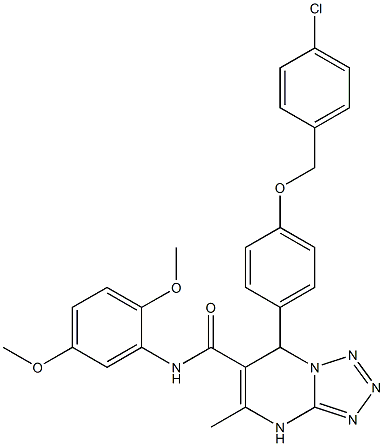 7-(4-(4-CHLOROBENZYLOXY)PHENYL)-N-(2,5-DIMETHOXYPHENYL)-5-METHYL-4,7-DIHYDROTETRAZOLO[1,5-A]PYRIMIDINE-6-CARBOXAMIDE Struktur