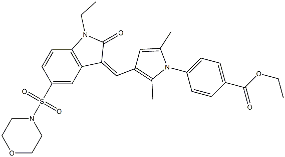 (Z)-ETHYL 4-(3-((1-ETHYL-5-(MORPHOLINOSULFONYL)-2-OXOINDOLIN-3-YLIDENE)METHYL)-2,5-DIMETHYL-1H-PYRROL-1-YL)BENZOATE Struktur