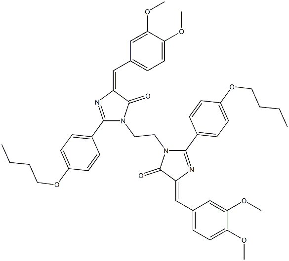 (E)-2-(4-BUTOXYPHENYL)-1-(2-((Z)-2-(4-BUTOXYPHENYL)-4-(3,4-DIMETHOXYBENZYLIDENE)-5-OXO-4,5-DIHYDROIMIDAZOL-1-YL)ETHYL)-4-(3,4-DIMETHOXYBENZYLIDENE)-1H-IMIDAZOL-5(4H)-ONE Struktur