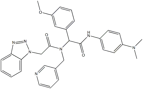 2-(2-(1H-BENZO[D][1,2,3]TRIAZOL-1-YL)-N-(PYRIDIN-3-YLMETHYL)ACETAMIDO)-N-(4-(DIMETHYLAMINO)PHENYL)-2-(3-METHOXYPHENYL)ACETAMIDE Struktur