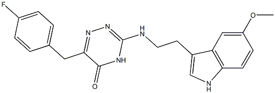 6-(4-FLUOROBENZYL)-3-{[2-(5-METHOXY-1H-INDOL-3-YL)ETHYL]AMINO}-1,2,4-TRIAZIN-5(4H)-ONE Struktur