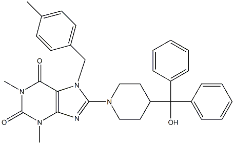 8-(4-(HYDROXYDIPHENYLMETHYL)PIPERIDIN-1-YL)-1,3-DIMETHYL-7-(4-METHYLBENZYL)-1H-PURINE-2,6(3H,7H)-DIONE Struktur