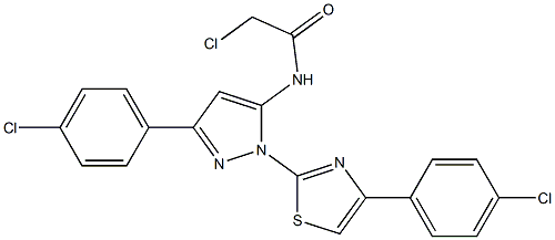 2-CHLORO-N-{3-(4-CHLOROPHENYL)-1-[4-(4-CHLOROPHENYL)-1,3-THIAZOL-2-YL]-1H-PYRAZOL-5-YL}ACETAMIDE Struktur