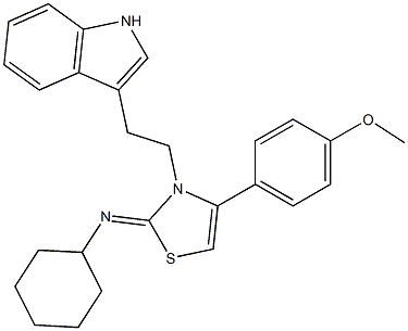 N-[3-[2-(1H-INDOL-3-YL)ETHYL]-4-(4-METHOXYPHENYL)-1,3-THIAZOL-2(3H)-YLIDENE]CYCLOHEXANAMINE Struktur