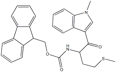 L-1-(FMOC-AMINO)-1-(1-METHYL-1H-INDOLE-3-CARBONYL)-3-METHYLSULFANYLPROPANE Struktur