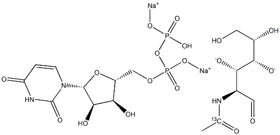 URIDINE DIPHOSPHATE-ALPHA-N-ACETYL-D-[1-13C]GLUCOSAMINE DISODIUM SALT Struktur