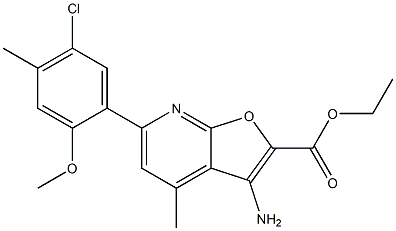 ETHYL 3-AMINO-6-(5-CHLORO-2-METHOXY-4-METHYLPHENYL)-4-METHYLFURO[2,3-B]PYRIDINE-2-CARBOXYLATE Struktur