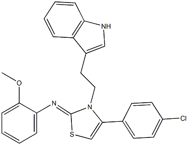 N-[4-(4-CHLOROPHENYL)-3-[2-(1H-INDOL-3-YL)ETHYL]-1,3-THIAZOL-2(3H)-YLIDENE]-2-METHOXYANILINE Struktur