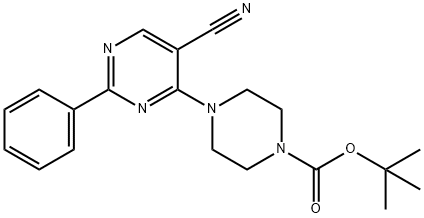 4-(5-CYANO-2-PHENYL-PYRIMIDIN-4-YL)-PIPERAZINE-1-CARBOXYLIC ACID TERT-BUTYL ESTER Struktur