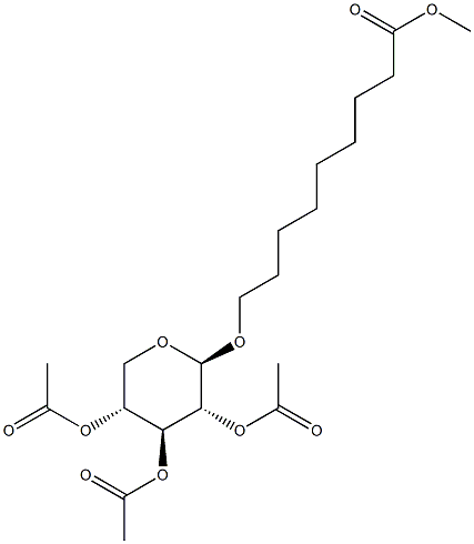 8-METHOXYCARBONYLOCT-1-YL 2,3,4-TRI-O-ACETYL-BETA-D-XYLOPYRANOSIDE Struktur