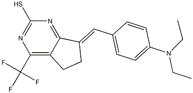 7-(E)-(P-DIETHYLAMINOBENZYLIDENE)-6,7-DIHYDRO-2-MERCAPTO-4-TRIFLUOROMETHYL-5H-CYCLOPENTA-[D]-PYRIMIDINE Struktur