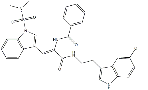 (Z)-N-(1-(1-(N,N-DIMETHYLSULFAMOYL)-1H-INDOL-3-YL)-3-(2-(5-METHOXY-1H-INDOL-3-YL)ETHYLAMINO)-3-OXOPROP-1-EN-2-YL)BENZAMIDE Struktur