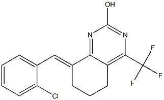 8-(E)-(O-CHLOROBENZYLIDENE)-5,6,7,8-TETRAHYDRO-2-HYDROXY-4-(TRIFLUOROMETHYL)QUINAZOLINE Struktur