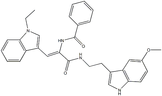 (Z)-N-(1-(1-ETHYL-1H-INDOL-3-YL)-3-(2-(5-METHOXY-1H-INDOL-3-YL)ETHYLAMINO)-3-OXOPROP-1-EN-2-YL)BENZAMIDE Struktur