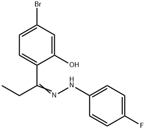 5-BROMO-2-[1-[(4-FLUOROPHENYL)HYDRAZONO]PROPYL]PHENOL Struktur