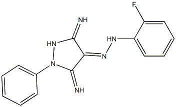 (4E)-3,5-DIIMINO-1-PHENYLPYRAZOLIDIN-4-ONE (2-FLUOROPHENYL)HYDRAZONE Struktur