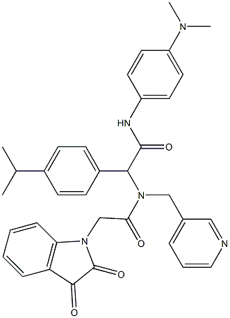 N-(4-(DIMETHYLAMINO)PHENYL)-2-(2-(2,3-DIOXOINDOLIN-1-YL)-N-(PYRIDIN-3-YLMETHYL)ACETAMIDO)-2-(4-ISOPROPYLPHENYL)ACETAMIDE Struktur