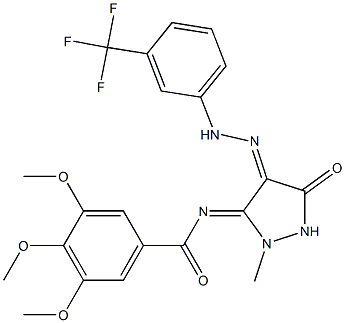 (Z)-3,4,5-TRIMETHOXY-N-((E)-2-METHYL-5-OXO-4-(2-(3-(TRIFLUOROMETHYL)PHENYL)HYDRAZONO)PYRAZOLIDIN-3-YLIDENE)BENZAMIDE Struktur