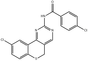 4-CHLORO-N-(9-CHLORO-5H-THIOCHROMENO[4,3-D]PYRIMIDIN-2-YL)BENZENECARBOXAMIDE Struktur