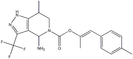 7-(E)-P-DIMETHYLAMINOBENZYLIDENE-5-ETHOXYCARBONYL-4,5,6,7-TETRAHYDRO-3-(TRIFLUOROMETHYL)PYRAZOLO-[4,3-C]-PYRIDINE Struktur