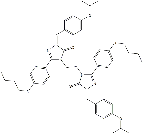 (E)-2-(4-BUTOXYPHENYL)-1-(2-((Z)-2-(4-BUTOXYPHENYL)-4-(4-ISOPROPOXYBENZYLIDENE)-5-OXO-4,5-DIHYDROIMIDAZOL-1-YL)ETHYL)-4-(4-ISOPROPOXYBENZYLIDENE)-1H-IMIDAZOL-5(4H)-ONE Struktur