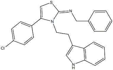 N-[4-(4-CHLOROPHENYL)-3-[2-(1H-INDOL-3-YL)ETHYL]-1,3-THIAZOL-2(3H)-YLIDENE](PHENYL)METHANAMINE Struktur