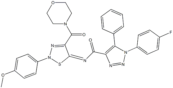 (Z)-1-(4-FLUOROPHENYL)-N-(2-(4-METHOXYPHENYL)-4-(MORPHOLINE-4-CARBONYL)-1,2,3-THIADIAZOL-5(2H)-YLIDENE)-5-PHENYL-1H-1,2,3-TRIAZOLE-4-CARBOXAMIDE Struktur