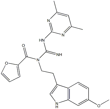 N-(4,6-DIMETHYL-2-PYRIMIDINYL)-N'-(2-FUROYL)-N'-[2-(6-METHOXY-1H-INDOL-3-YL)ETHYL]GUANIDINE Struktur