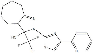 2-(4-PYRIDIN-2-YL-1,3-THIAZOL-2-YL)-3-(TRIFLUOROMETHYL)-2,3,3A,4,5,6,7,8-OCTAHYDROCYCLOHEPTA[C]PYRAZOL-3-OL Struktur