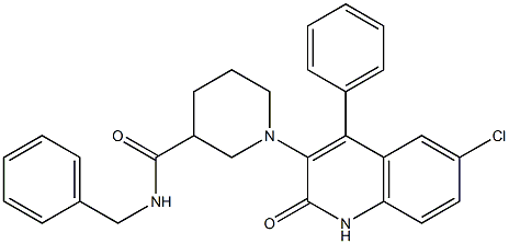 1-(6-CHLORO-2-OXO-4-PHENYL-1,2-DIHYDRO-3-QUINOLINYL)-N-BENZYL-3-PIPERIDINECARBOXAMIDE Struktur