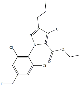 4-CHLORO-1-[2,6-DICHLORO-4-(FLUOROMETHYL)PHENYL]-3-PROPYL-1H-PYRAZOLE-5-CARBOXYLIC ACID ETHYL ESTER Struktur