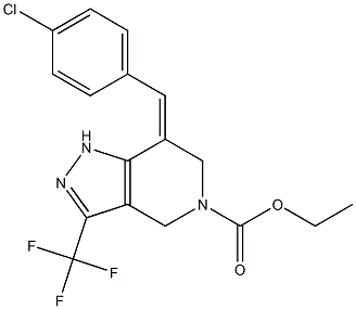 7-(E)-P-CHLOROBENZYLIDENE-5-ETHOXYCARBONYL-4,5,6,7-TETRAHYDRO-3-(TRIFLUOROMETHYL)PYRAZOLO-[4,3-C]-PYRIDINE Struktur