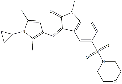 (Z)-3-((1-CYCLOPROPYL-2,5-DIMETHYL-1H-PYRROL-3-YL)METHYLENE)-1-METHYL-5-(MORPHOLINOSULFONYL)INDOLIN-2-ONE Struktur