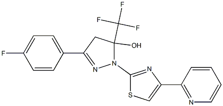 3-(4-FLUOROPHENYL)-1-(4-PYRIDIN-2-YL-1,3-THIAZOL-2-YL)-5-(TRIFLUOROMETHYL)-4,5-DIHYDRO-1H-PYRAZOL-5-OL Struktur