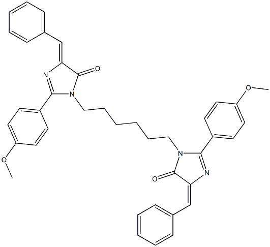 (Z)-4-BENZYLIDENE-1-(6-((E)-4-BENZYLIDENE-2-(4-METHOXYPHENYL)-5-OXO-4,5-DIHYDROIMIDAZOL-1-YL)HEXYL)-2-(4-METHOXYPHENYL)-1H-IMIDAZOL-5(4H)-ONE Struktur