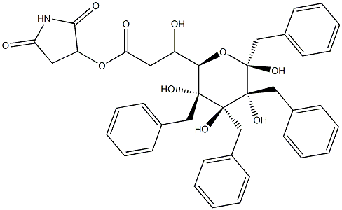 2-(1,2,3,4-TETRABENZYL-BETA-D-GLUCOPYRANOS-6-YL)-ACETIC ACID HYDROXYSUCCINIMIDESTER Struktur