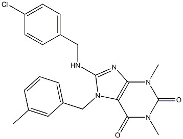 8-[(4-CHLOROBENZYL)AMINO]-1,3-DIMETHYL-7-(3-METHYLBENZYL)-3,7-DIHYDRO-1H-PURINE-2,6-DIONE Struktur